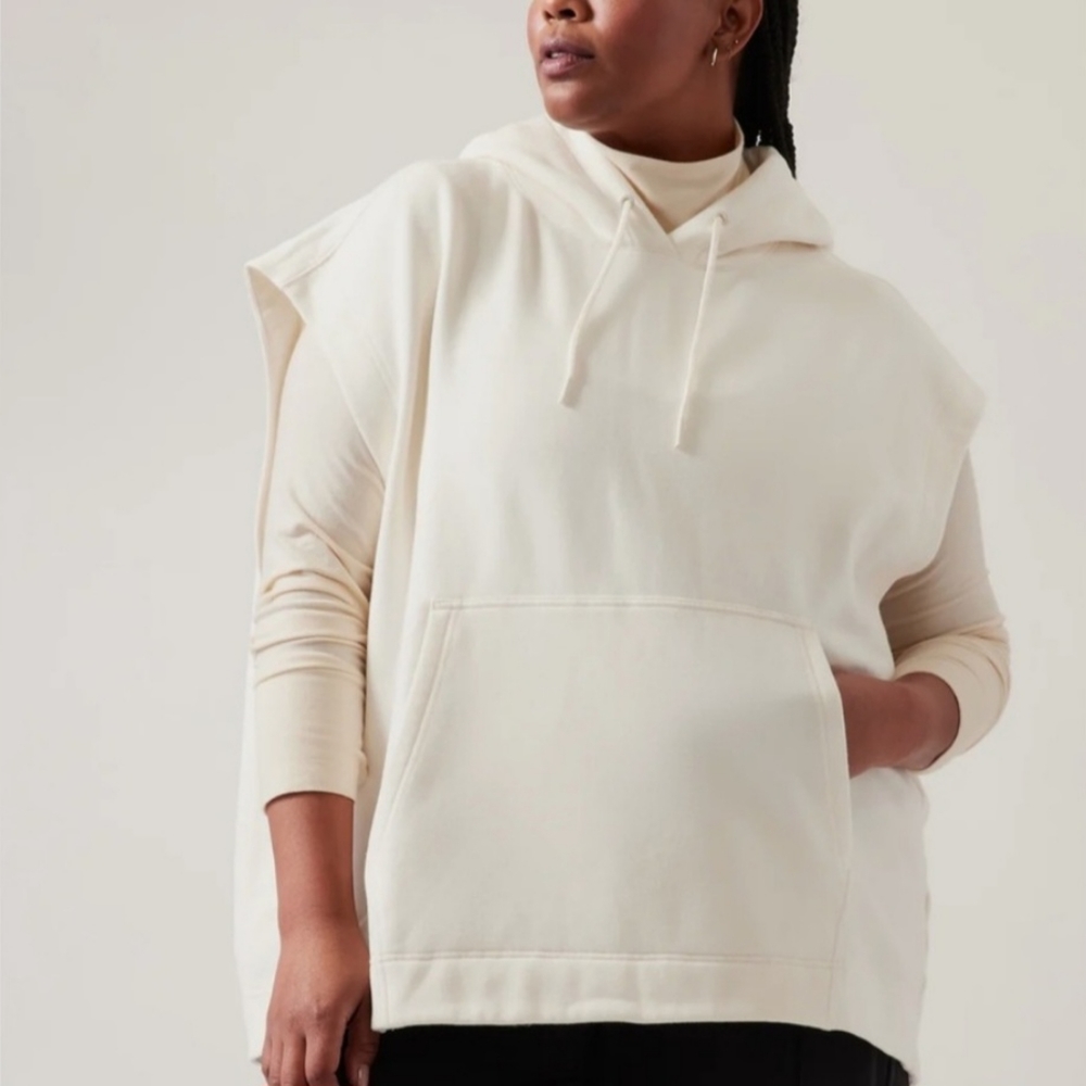 Athleta Retroplush Cocoon Sleeveless Sweatshirt Off White Women's  1X NEW